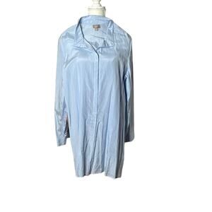 J. Jill women Long Sleeve Poplin Midi Shirtdress blue sz L Silk lightweight